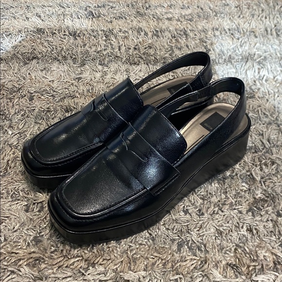 Dolce Vita Black penny loafer Slingback platform Shoes sz 9 great condition - Picture 3 of 10